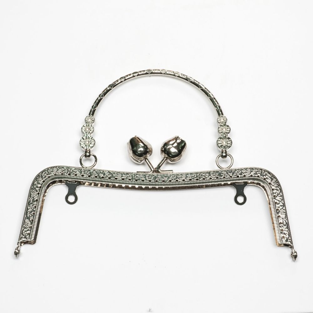 Elisa Metal Çanta  Sapı Güllü 20 Cm Gümüş
