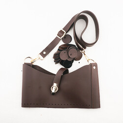 DERİ PULLU ÇANTA SETİ 25 CM. KAHVE